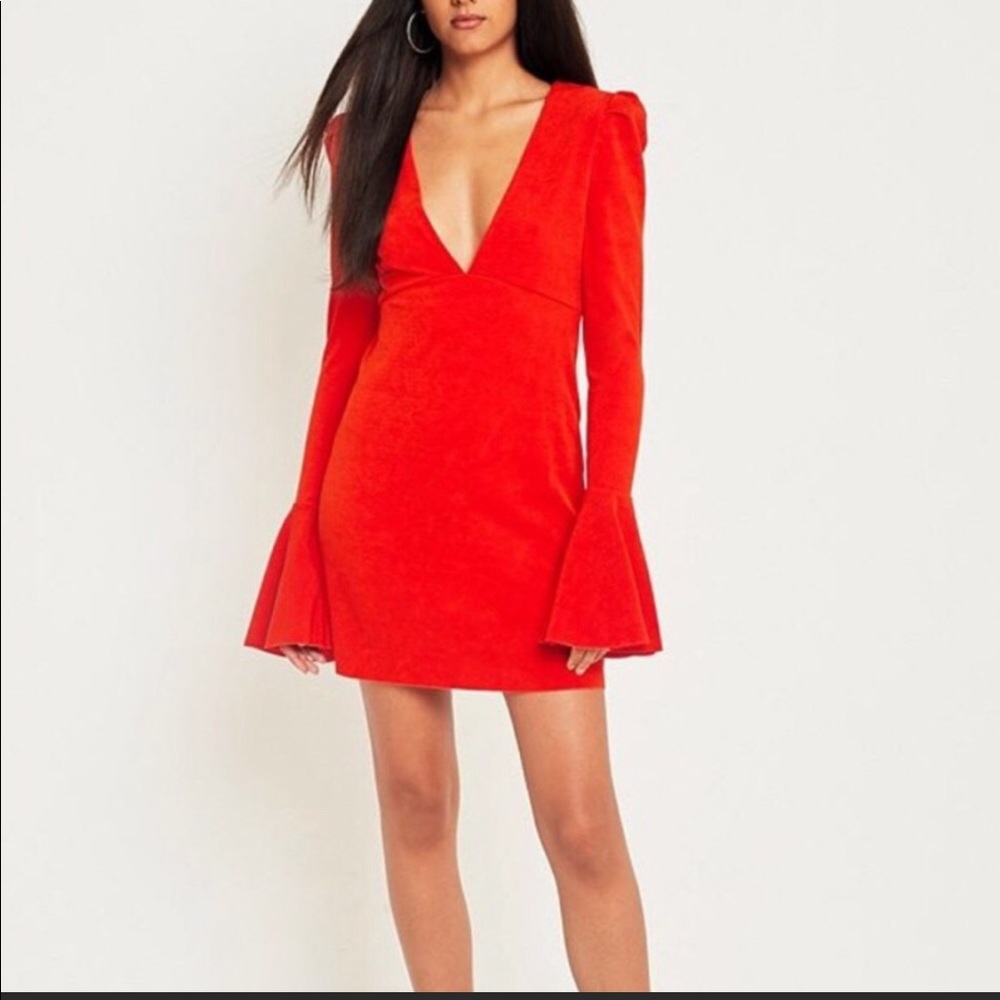 New with tags, Free People, Red long sleeve mini dress, Size S